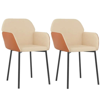 vidaXL Dining Chairs 2 Pcs Accent Upholstered Chair Fabric and Faux Leather - Furniture > Chairs > Kitchen & Dining