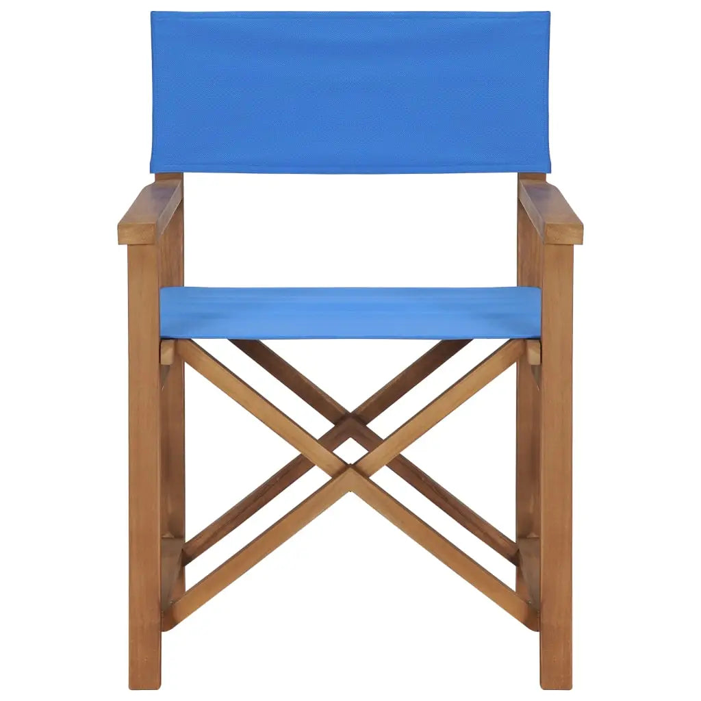 vidaXL Director’s Chairs 2 pcs Solid Teak Wood Blue - Outdoor Chairs