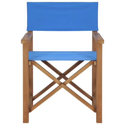 vidaXL Director’s Chairs 2 pcs Solid Teak Wood Blue - Outdoor Chairs