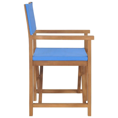 vidaXL Director’s Chairs 2 pcs Solid Teak Wood Blue - Outdoor Chairs