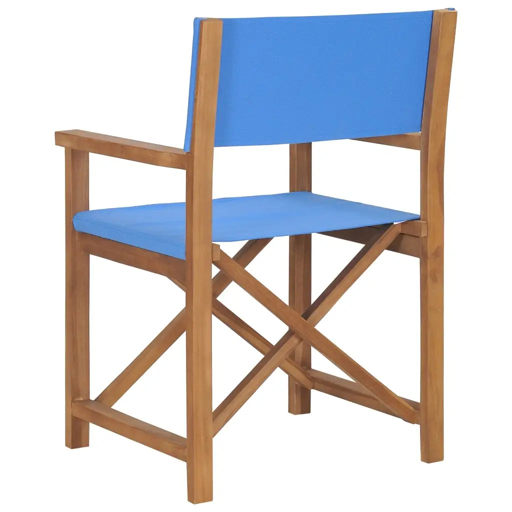 vidaXL Director’s Chairs 2 pcs Solid Teak Wood Blue - Outdoor Chairs