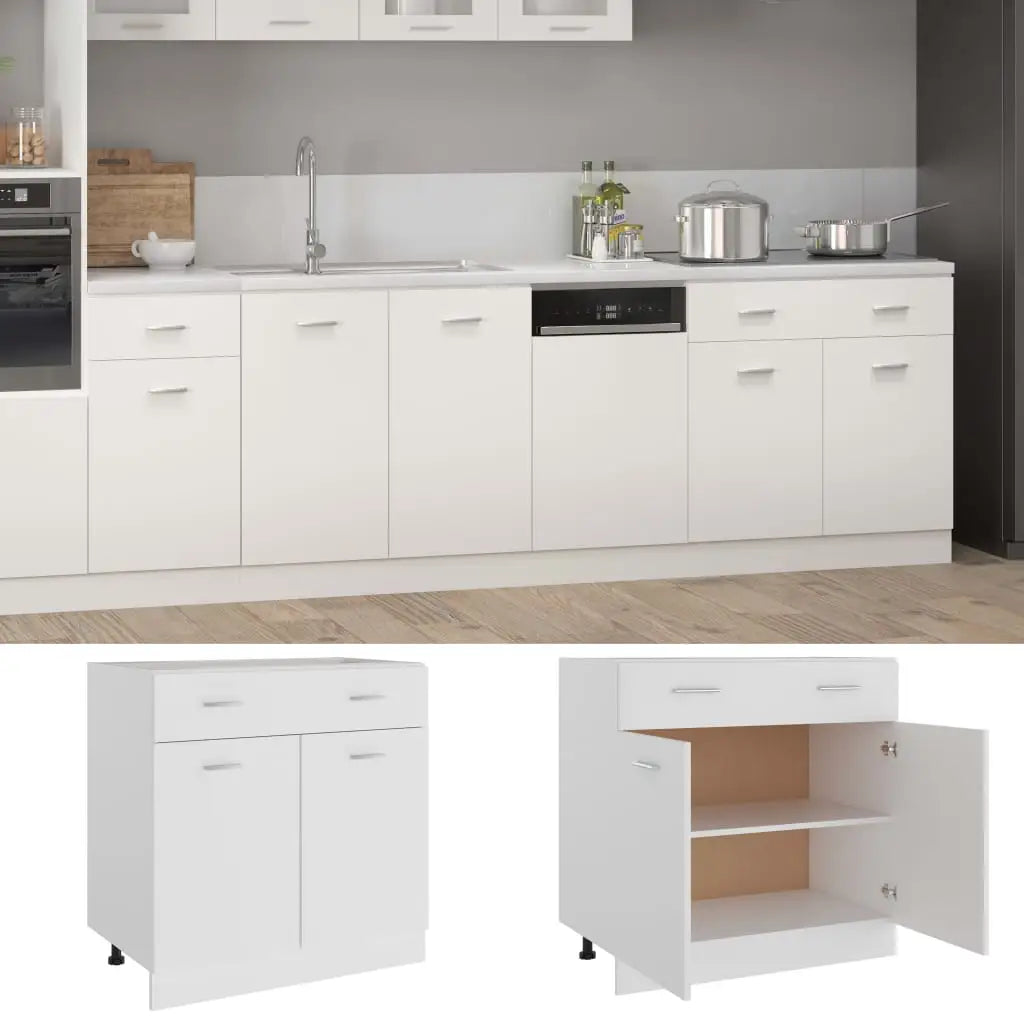 vidaXL Drawer Bottom Cabinet White 31.5’’x18.1’’x32.1’’ Engineered Wood - Furniture > Cabinets & Storage > Kitchen