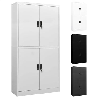 vidaXL Filing Cabinet Storage Metal Cabinet with Shelves for Home Office Steel - White - Furniture > Cabinets & Storage