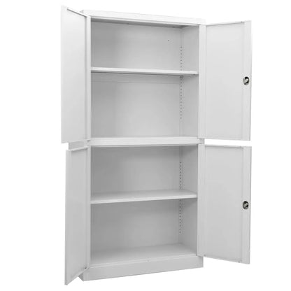 vidaXL Filing Cabinet Storage Metal Cabinet with Shelves for Home Office Steel - White - Furniture > Cabinets & Storage
