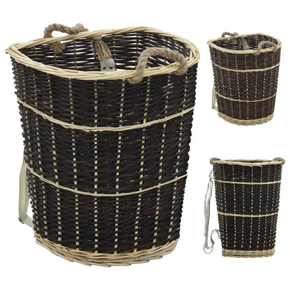 vidaXL Firewood Backpack with Carrying Belts Natural Willow Log Rack Carrier - Home & Garden > Fireplace & Wood Stove