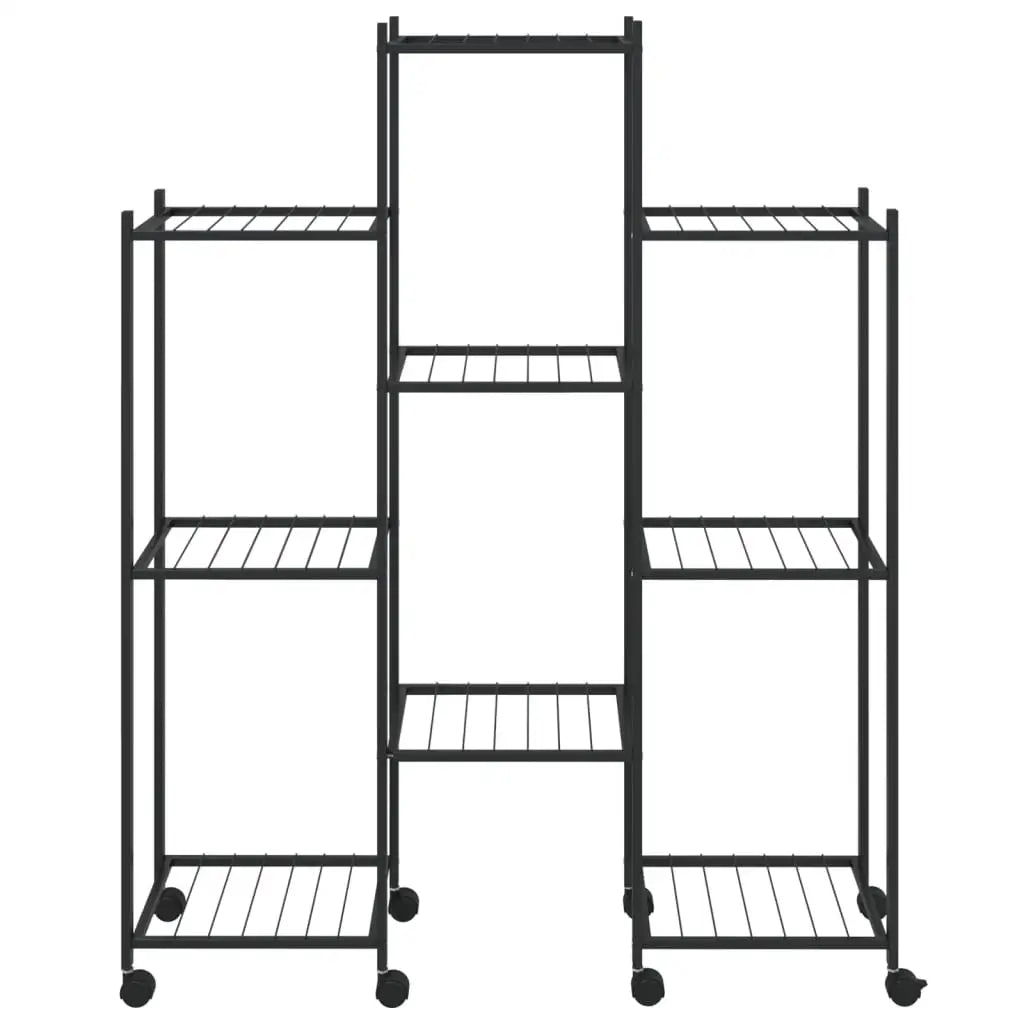 vidaXL Flower Stand with Wheels 32.7’’x9.8’’x40.7’’ Black Iron - Home & Garden > Lawn & Garden > Gardening > Plant