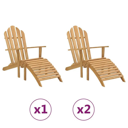 vidaXL Folding Adirondack Chair Patio Lawn Chair with Footrest Solid Wood Teak - 2 pcs - Outdoor Chair
