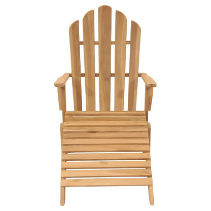 vidaXL Folding Adirondack Chair Patio Lawn Chair with Footrest Solid Wood Teak - Outdoor Chair