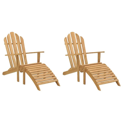 vidaXL Folding Adirondack Chair Patio Lawn Chair with Footrest Solid Wood Teak - Outdoor Chair