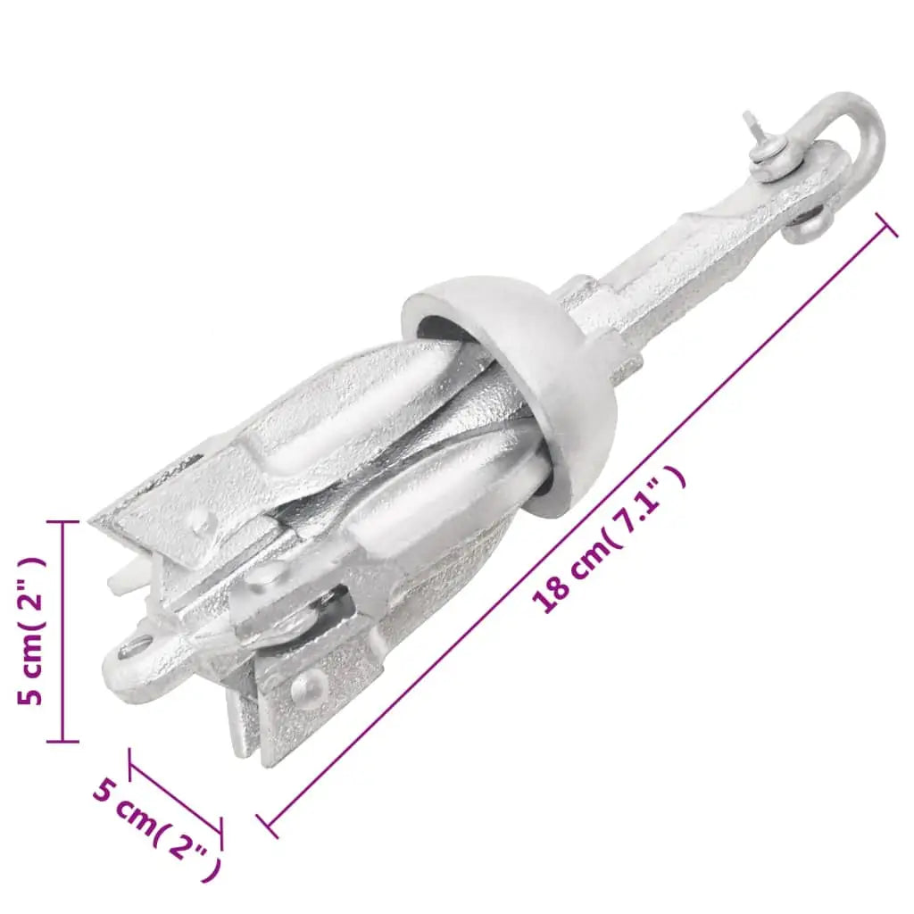 vidaXL Folding Anchor Silver 1.5 lb Malleable Iron - Vehicles & Parts > Vehicle Parts & Accessories > Watercraft Parts