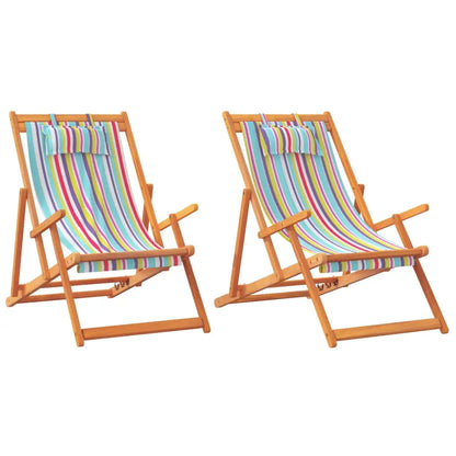 vidaXL Folding Beach Chairs 2 pcs Multicolor Fabric - Beach Chairs