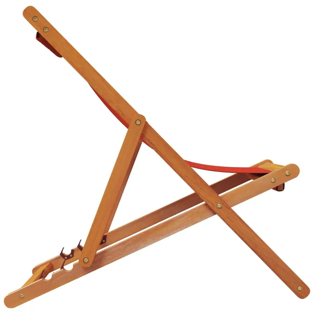 vidaXL Folding Beach Chairs 2 pcs Red Fabric - Outdoor Chairs