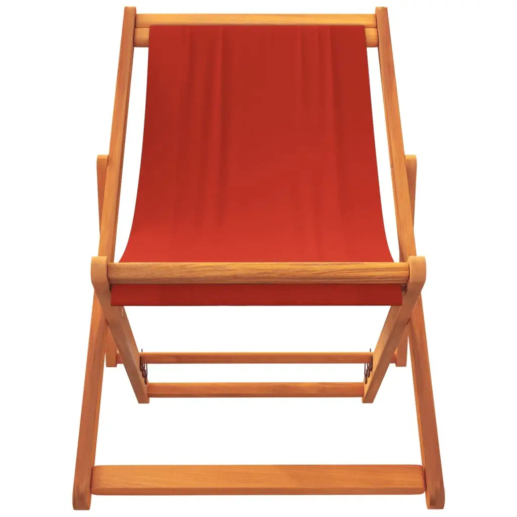 vidaXL Folding Beach Chairs 2 pcs Red Fabric - Outdoor Chairs