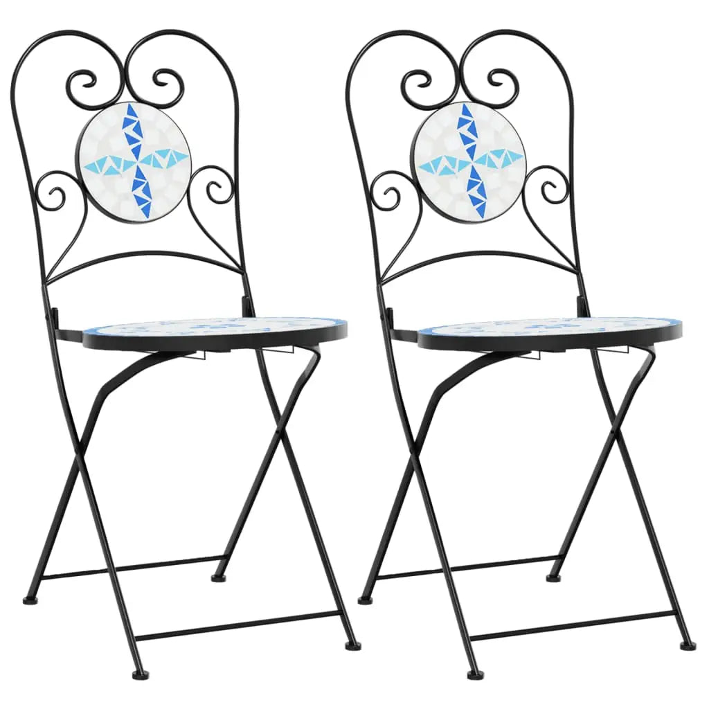 vidaXL Folding Bistro Chairs 2 Pcs Outdoor Garden Chair Furniture Ceramic - Bistro Chairs