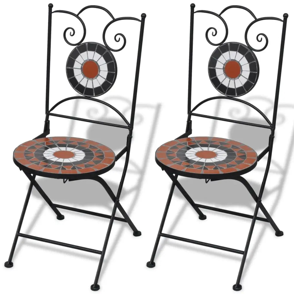 vidaXL Folding Bistro Chairs 2 Pcs Outdoor Garden Chair Furniture Ceramic - Bistro Chairs