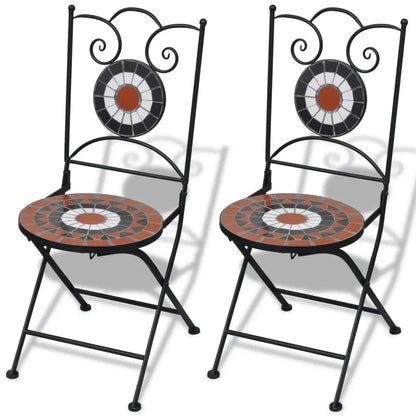 vidaXL Folding Bistro Chairs 2 Pcs Outdoor Garden Chair Furniture Ceramic - Bistro Chairs