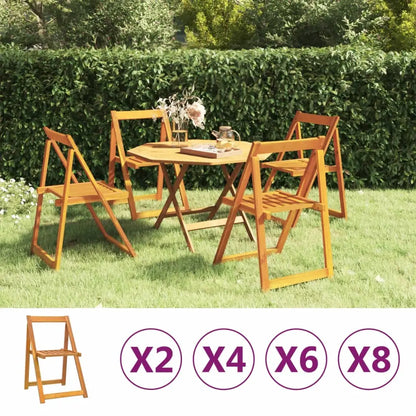 vidaXL Folding Chair Patio Furniture Wooden Dining Chair Solid Wood Acacia - 2 pcs - Folding Chair