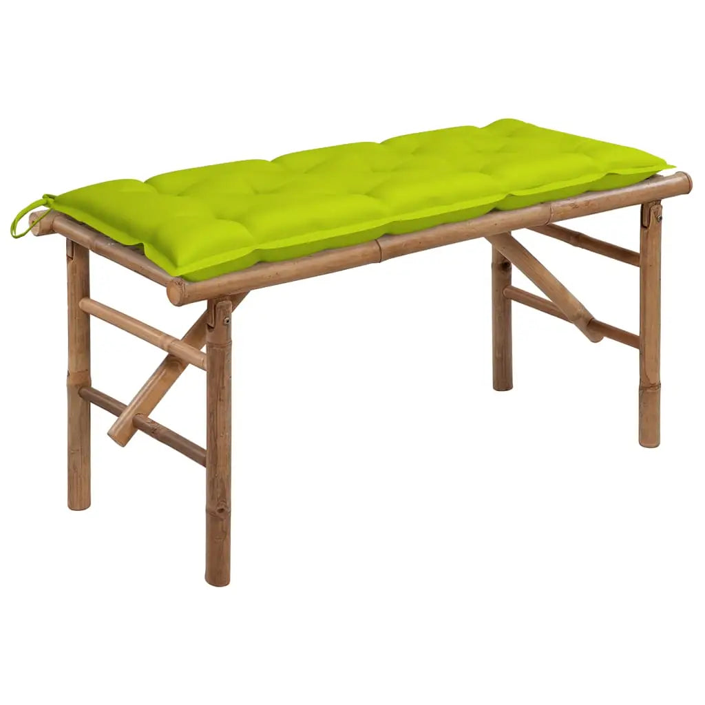 vidaXL Folding Garden Bench with Multi Color Cushion Bamboo Lounge Seating - Outdoor Bench