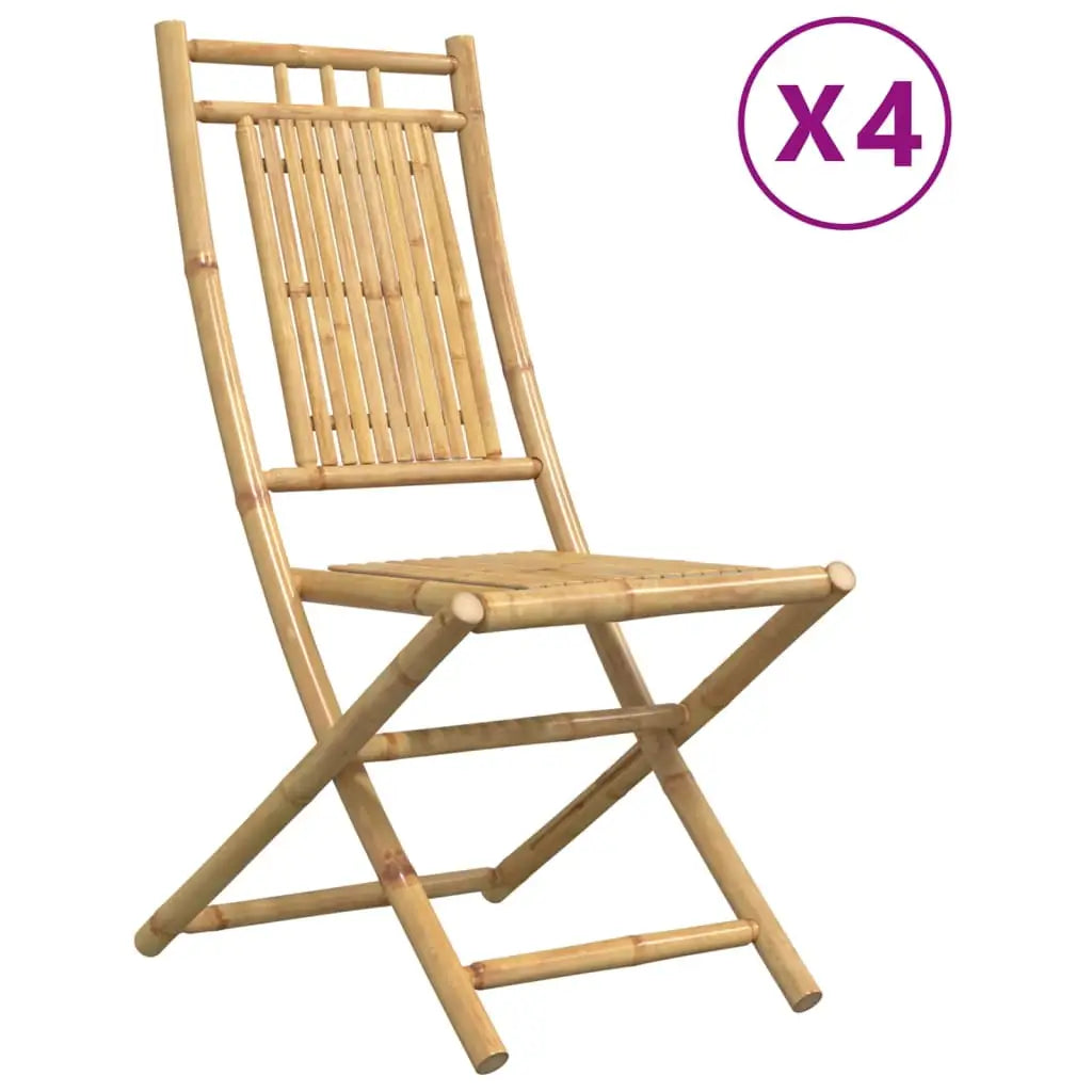 vidaXL Folding Patio Chairs 4 pcs 18.1’’x26’’x39’’ Bamboo - Outdoor Chairs