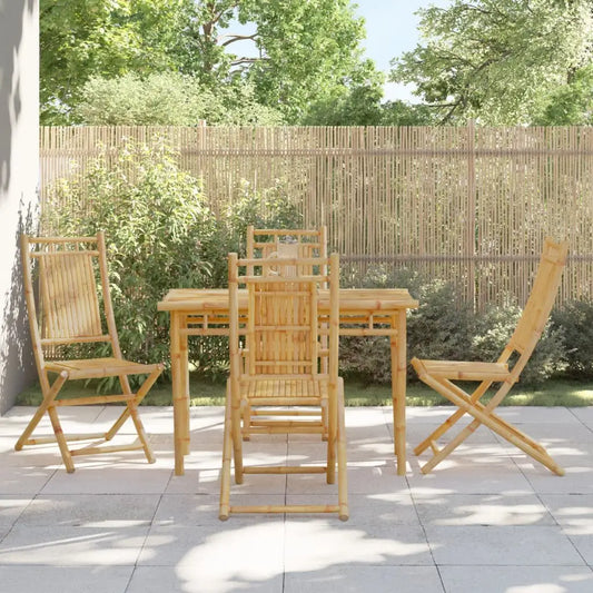 vidaXL Folding Patio Chairs 4 pcs 18.1’’x26’’x39’’ Bamboo - Outdoor Chairs