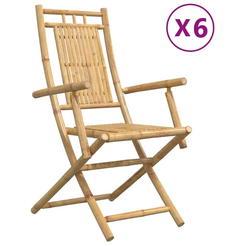 vidaXL Folding Patio Chairs 6 pcs 20.9’’x26’’x39’’ Bamboo - Outdoor Chairs