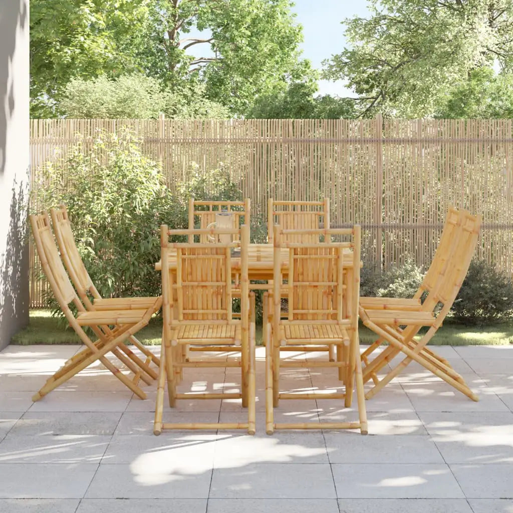 vidaXL Folding Patio Chairs 8 pcs 18.1’’x26’’x39’’ Bamboo - Outdoor Chairs