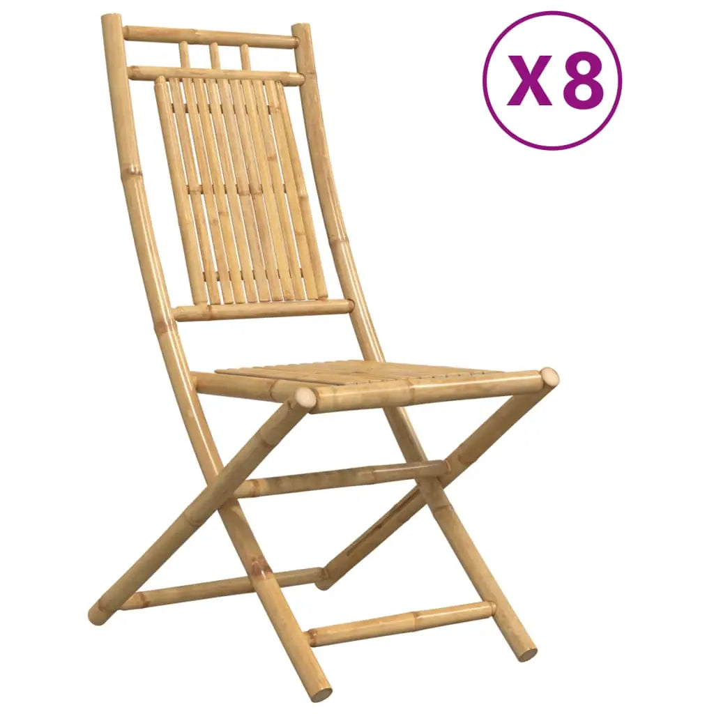 vidaXL Folding Patio Chairs 8 pcs 18.1’’x26’’x39’’ Bamboo - Outdoor Chairs