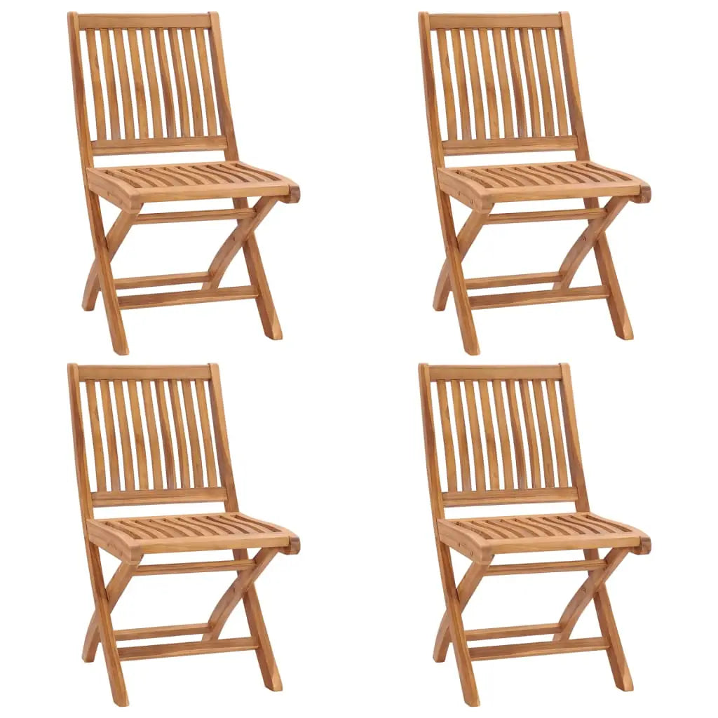 vidaXL Folding Patio Chairs with Cushions 4 pcs Solid Teak Wood - Outdoor Chairs