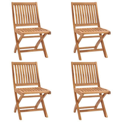 vidaXL Folding Patio Chairs with Cushions 4 pcs Solid Teak Wood - Outdoor Chairs