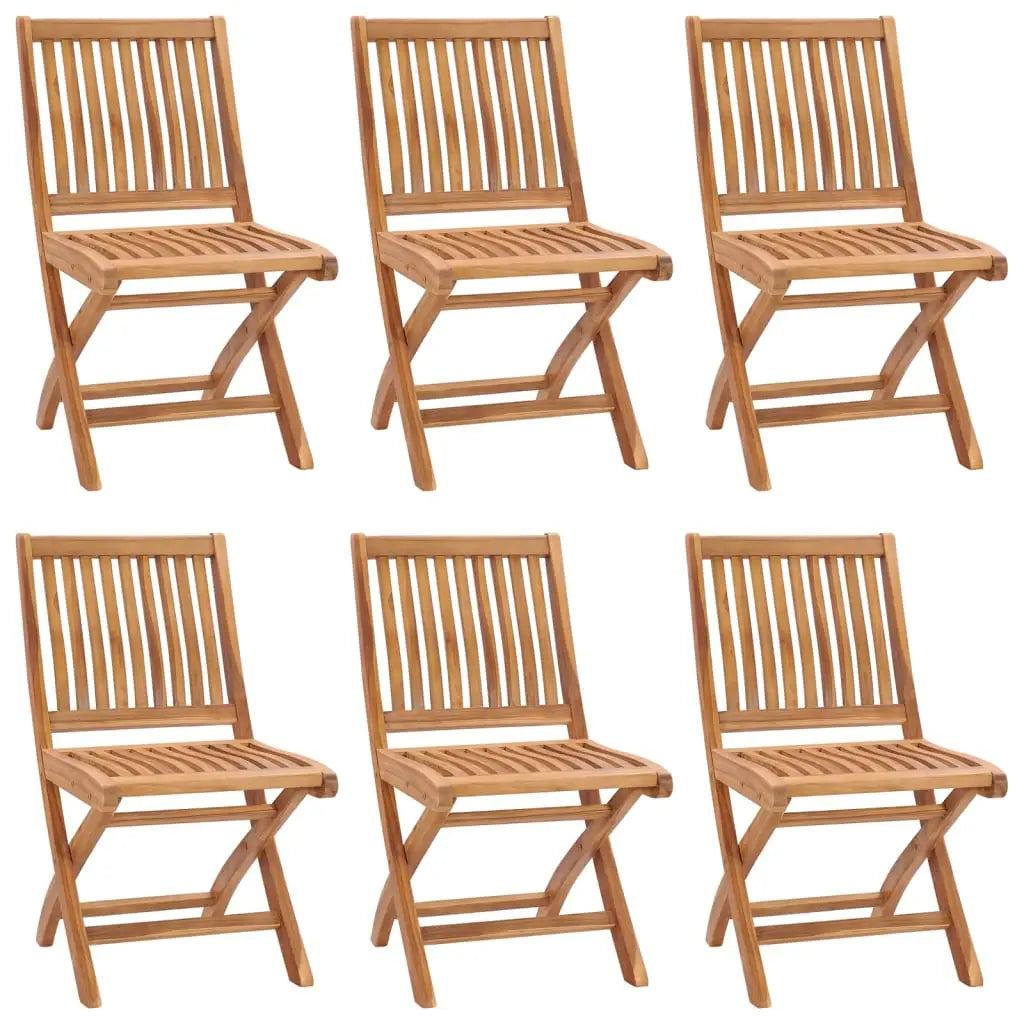vidaXL Folding Patio Chairs with Cushions 6 pcs Solid Teak Wood - Outdoor Chairs