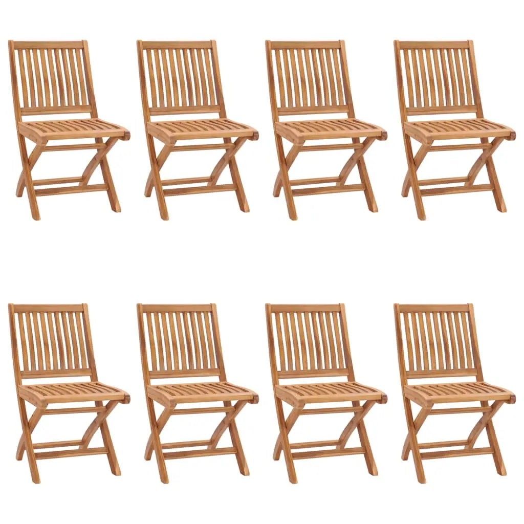vidaXL Folding Patio Chairs with Cushions 8 pcs Solid Teak Wood - Outdoor Chairs