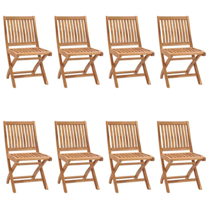 vidaXL Folding Patio Chairs with Cushions 8 pcs Solid Teak Wood - Outdoor Chairs