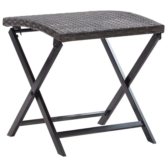vidaXL Folding Stool Outdoor Folding Stool Chair for Balcony Lawn Poly Rattan - Gray - Stool