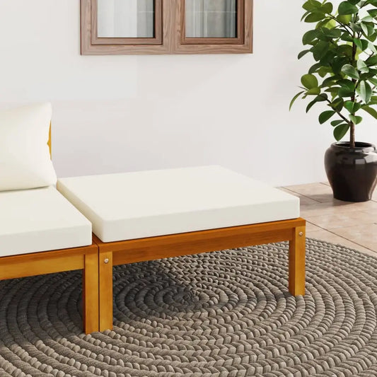 vidaXL Footrest with Cream White Cushion Solid Acacia Wood - Furniture > Outdoor Furniture > Outdoor Seating > Outdoor