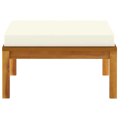 vidaXL Footrest with Cream White Cushion Solid Acacia Wood - Furniture > Outdoor Furniture > Outdoor Seating > Outdoor