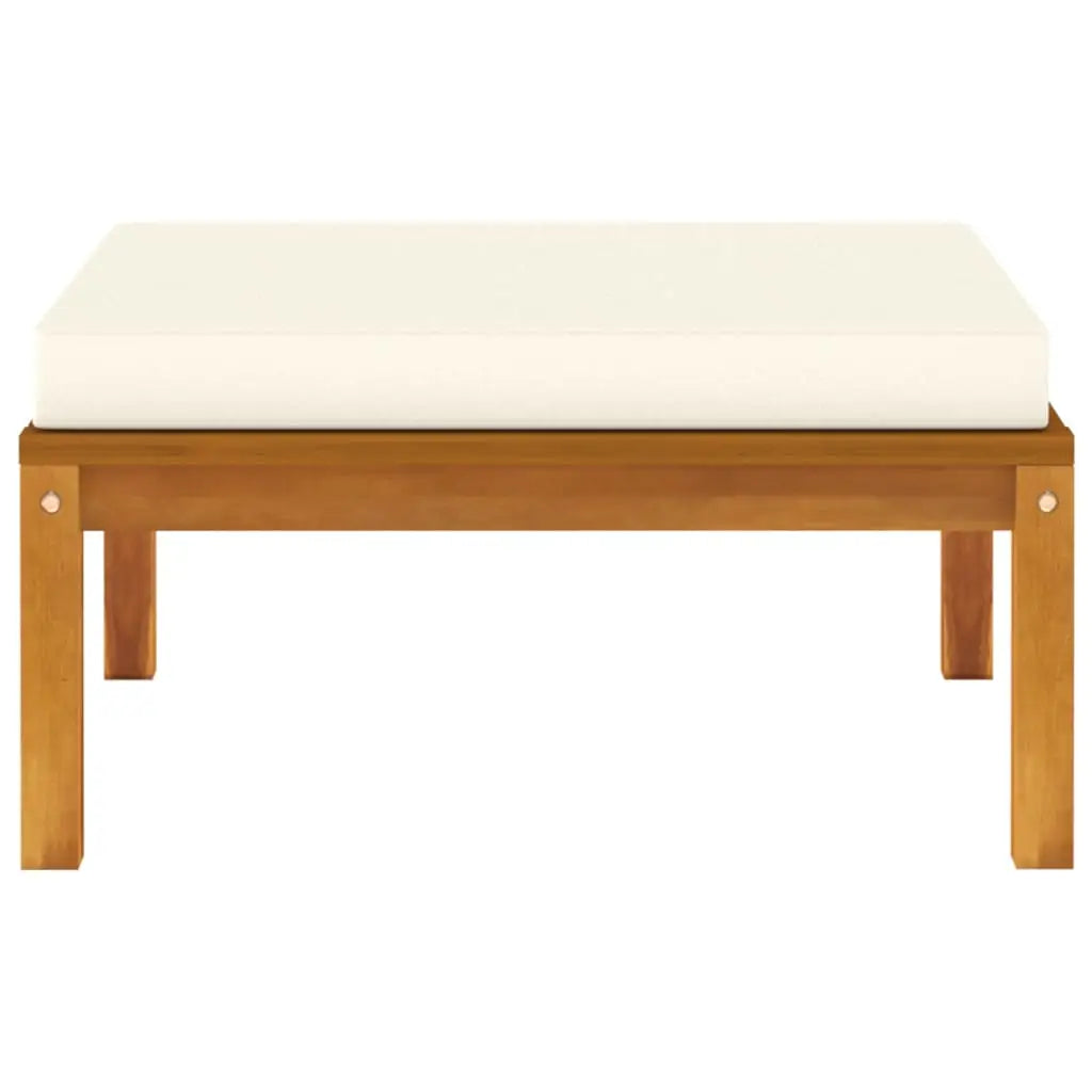 vidaXL Footrest with Cream White Cushion Solid Acacia Wood - Furniture > Outdoor Furniture > Outdoor Seating > Outdoor