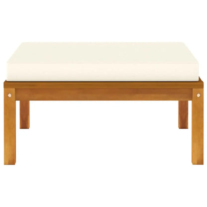 vidaXL Footrest with Cream White Cushion Solid Acacia Wood - Furniture > Outdoor Furniture > Outdoor Seating > Outdoor