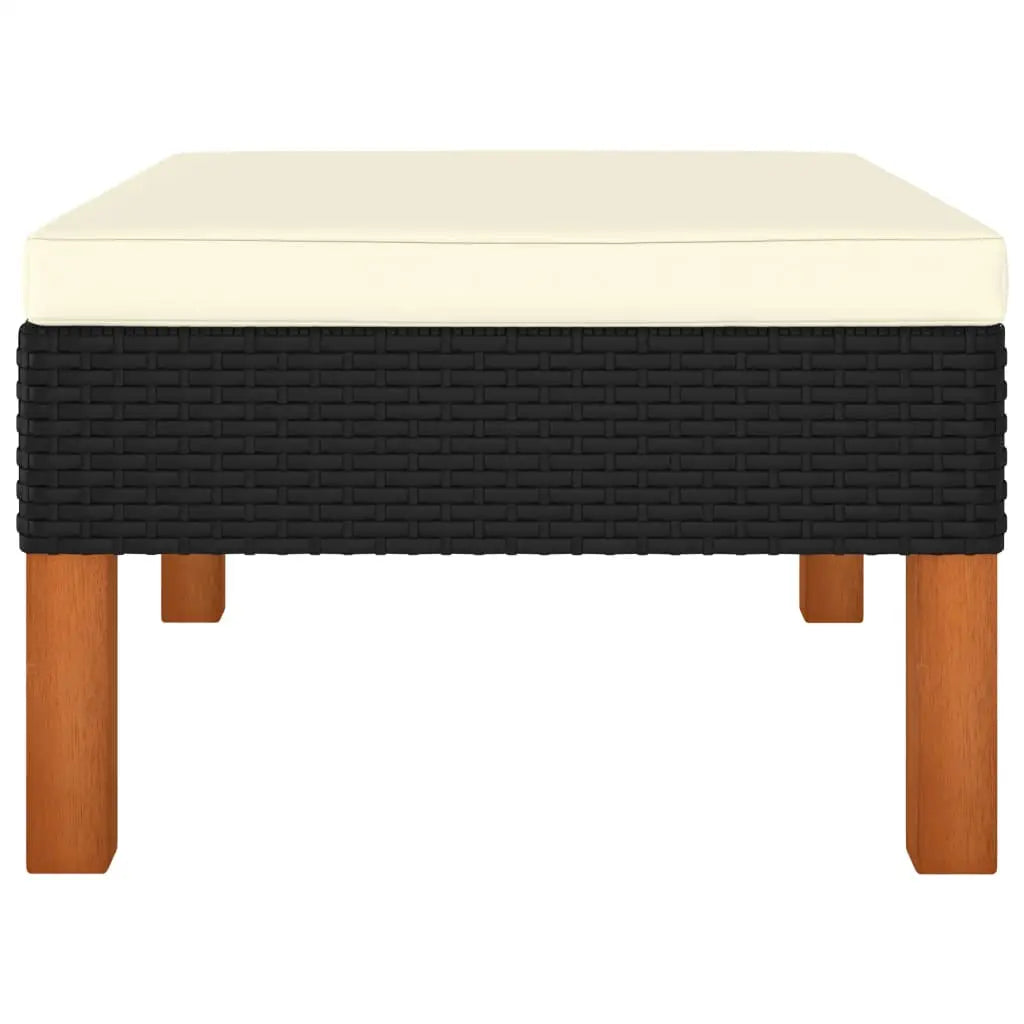 vidaXL Footstool Poly Rattan and Solid Eucalyptus Wood - Footstool