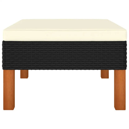 vidaXL Footstool Poly Rattan and Solid Eucalyptus Wood - Footstool
