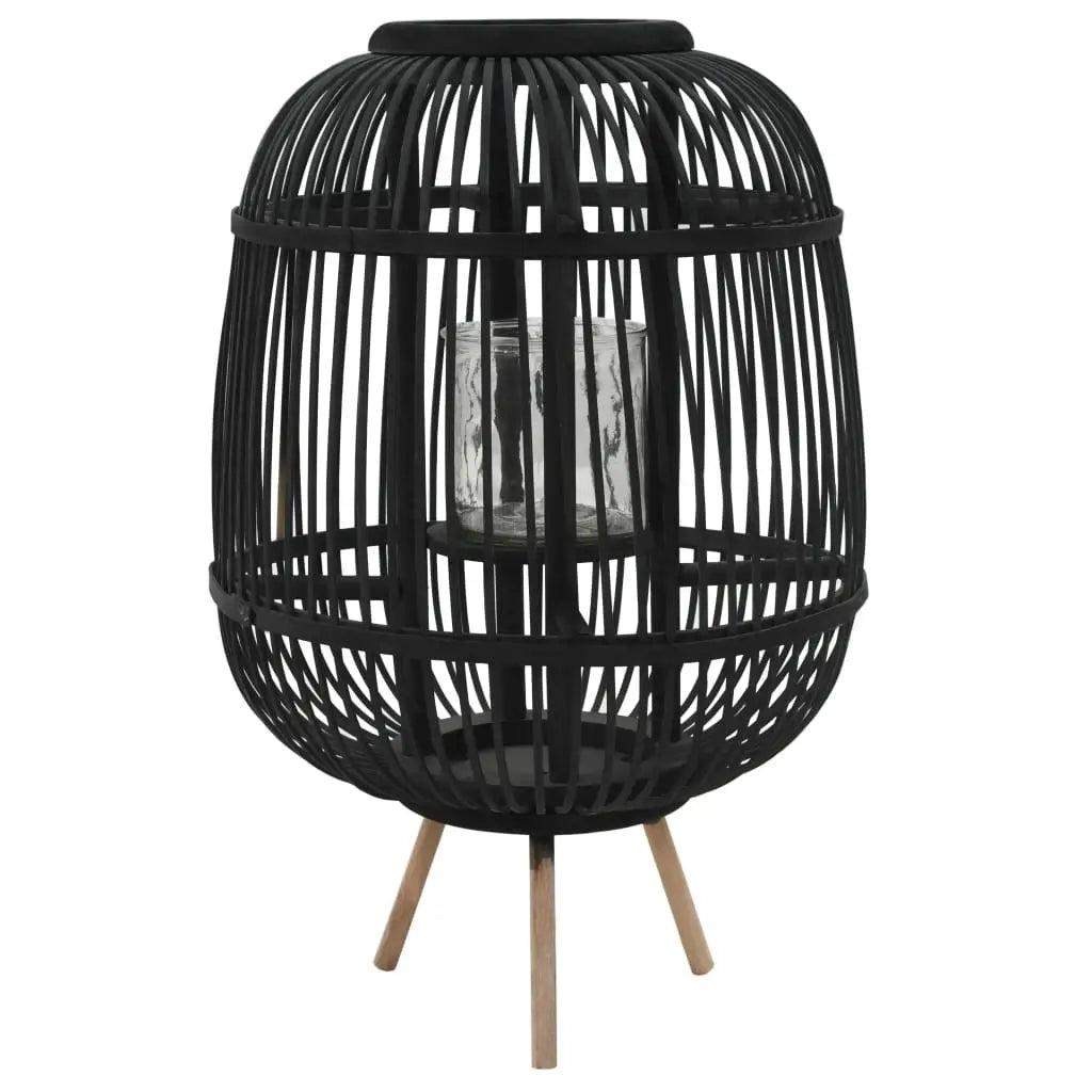 vidaXL Freestanding Candle Lantern Holder Bamboo Black - Home & Garden > Decor > Home Fragrance Accessories > Candle