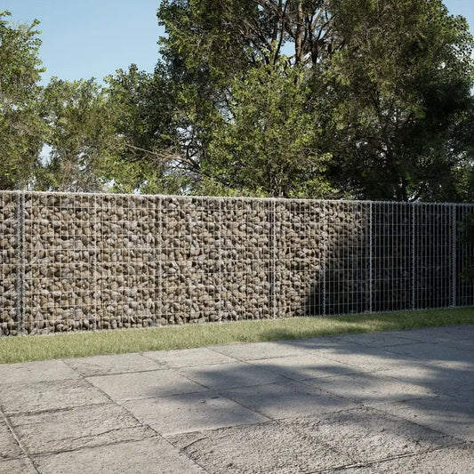 vidaXL Gabion Basket with Cover Stone Cage Retaining Wall Galvanized Iron - Gabion Basket