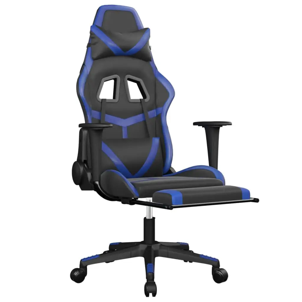 vidaXL Gaming Chair with Footrest Black and Blue Faux Leather - Furniture > Chairs > Gaming Chairs