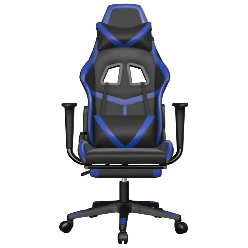 vidaXL Gaming Chair with Footrest Black and Blue Faux Leather - Furniture > Chairs > Gaming Chairs