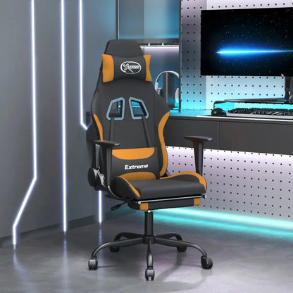 vidaXL Gaming Chair with Footrest Black and Orange Fabric - Furniture > Chairs > Gaming Chairs