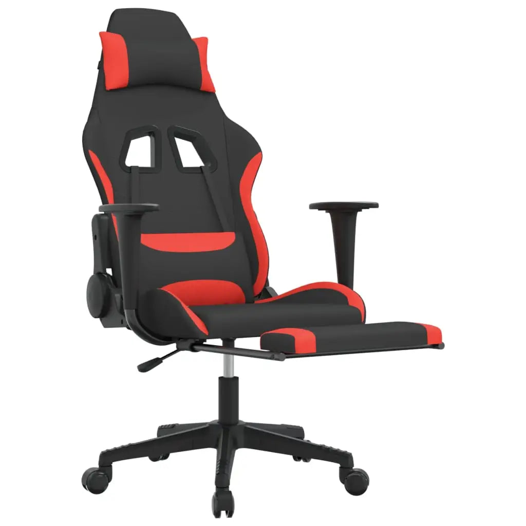 vidaXL Gaming Chair with Footrest Black and Red Fabric - Furniture > Chairs > Gaming Chairs