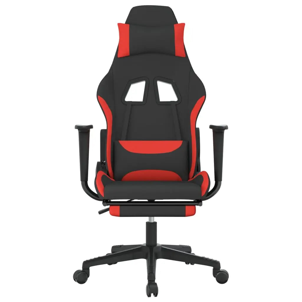 vidaXL Gaming Chair with Footrest Black and Red Fabric - Furniture > Chairs > Gaming Chairs