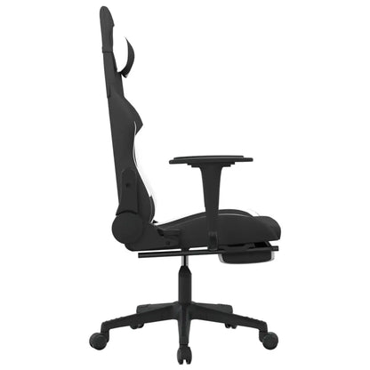 vidaXL Gaming Chair with Footrest Black and White Fabric - Furniture > Chairs > Gaming Chairs