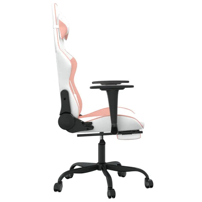 vidaXL Gaming Chair with Footrest White and Pink Faux Leather - Furniture > Chairs > Gaming Chairs
