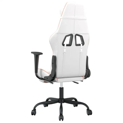 vidaXL Gaming Chair with Footrest White and Pink Faux Leather - Furniture > Chairs > Gaming Chairs