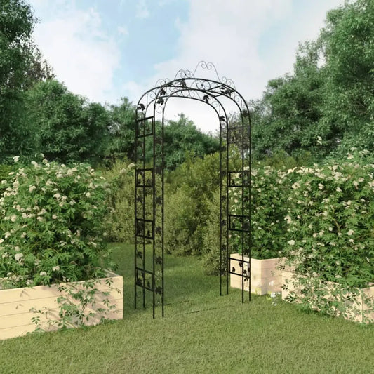 vidaXL Garden Arch Black 45.7’’x17.7’’x94.5’’ Steel - Garden Arch